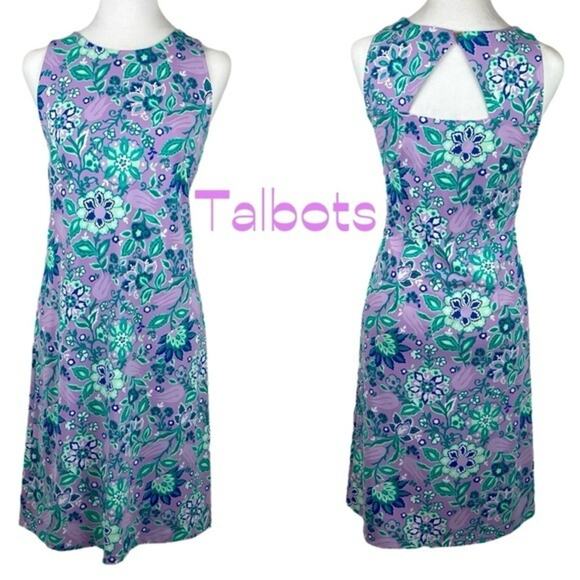 Talbots Bold Floral Beach Vacation Cruise Dress With Cut Out Dress NWOT Size S - Picture 2 of 14